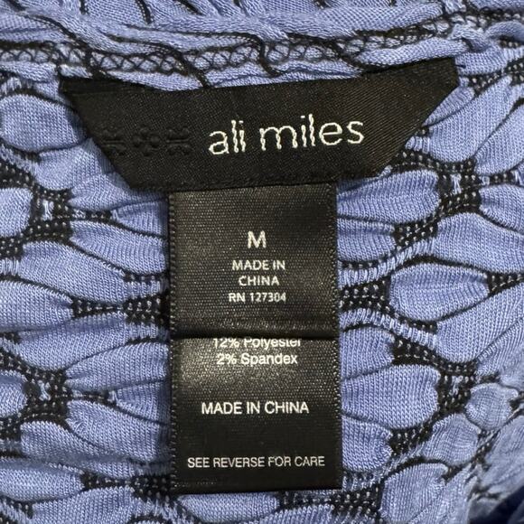 Ali Miles Women's Blue Stretch Round Neck Long Sleeve Tunic Tops M Medium artsy - Picture 2 of 4